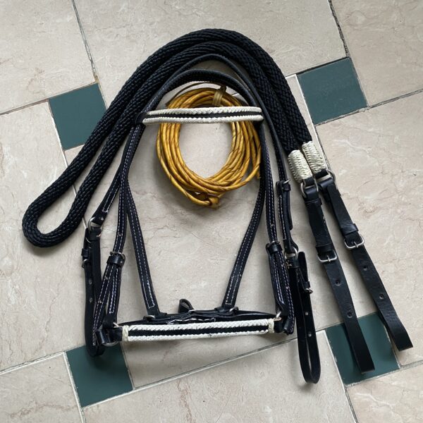 Apero de gala en cuero genuino con riendas y jáquima artesanal